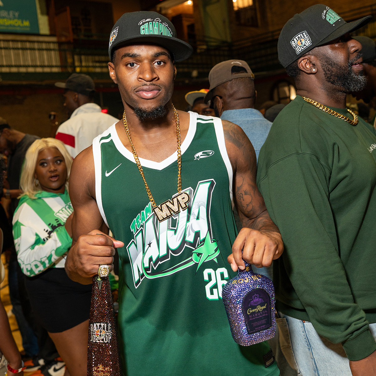 MVP Celebrates Team Nigeria Win with Tequila Don Julio and Crown Royal Marquis bedazzled bottles | September 12, 2026: Battle of Jollof Sponsored by Tequila Don Julio | Photo Credit: Angela Pham