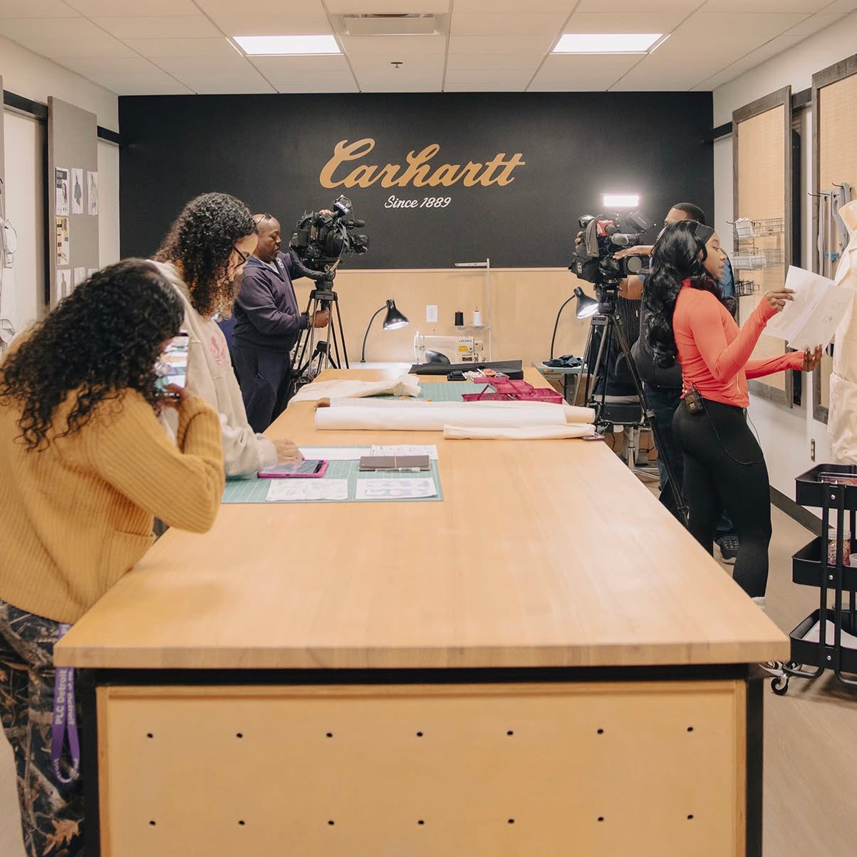 Carhartt and PLC Detroit | Students in Lab with News Crew